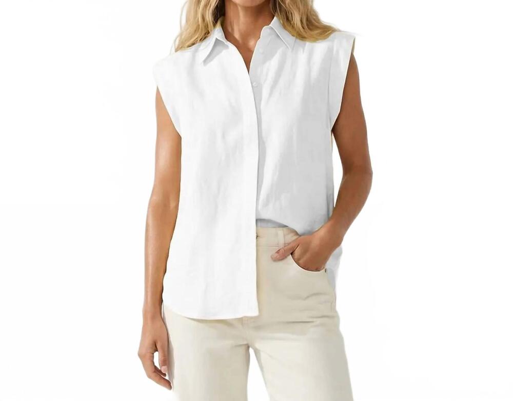 NEW NAKED ZEBRA cap sleeve hidden placket blouse in off white